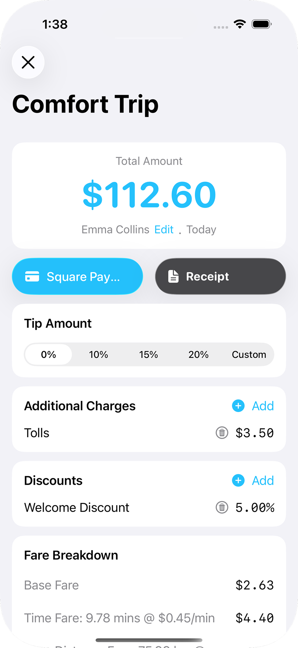 Payments and receipts workflow